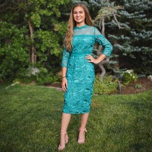 Teal Crochet Dress